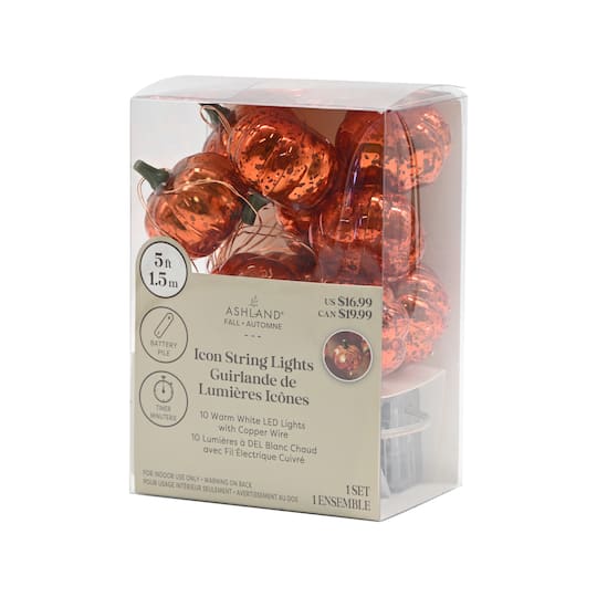 10ct. Mercury Finish Pumpkins Icon LED String Lights by Ashland®